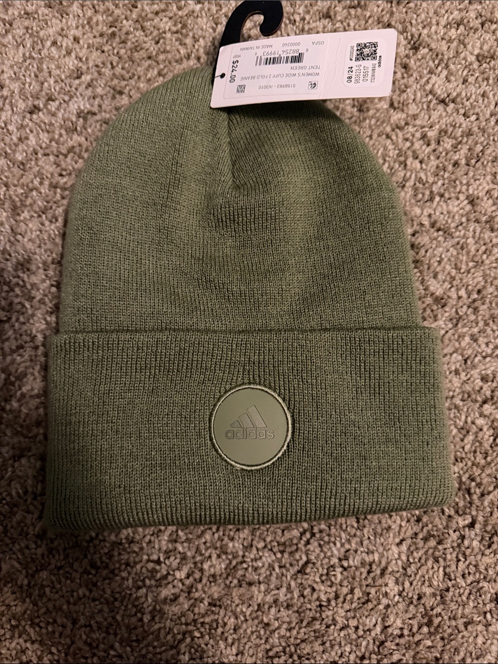 adidas Olive Green Cuffed Knit Beanie